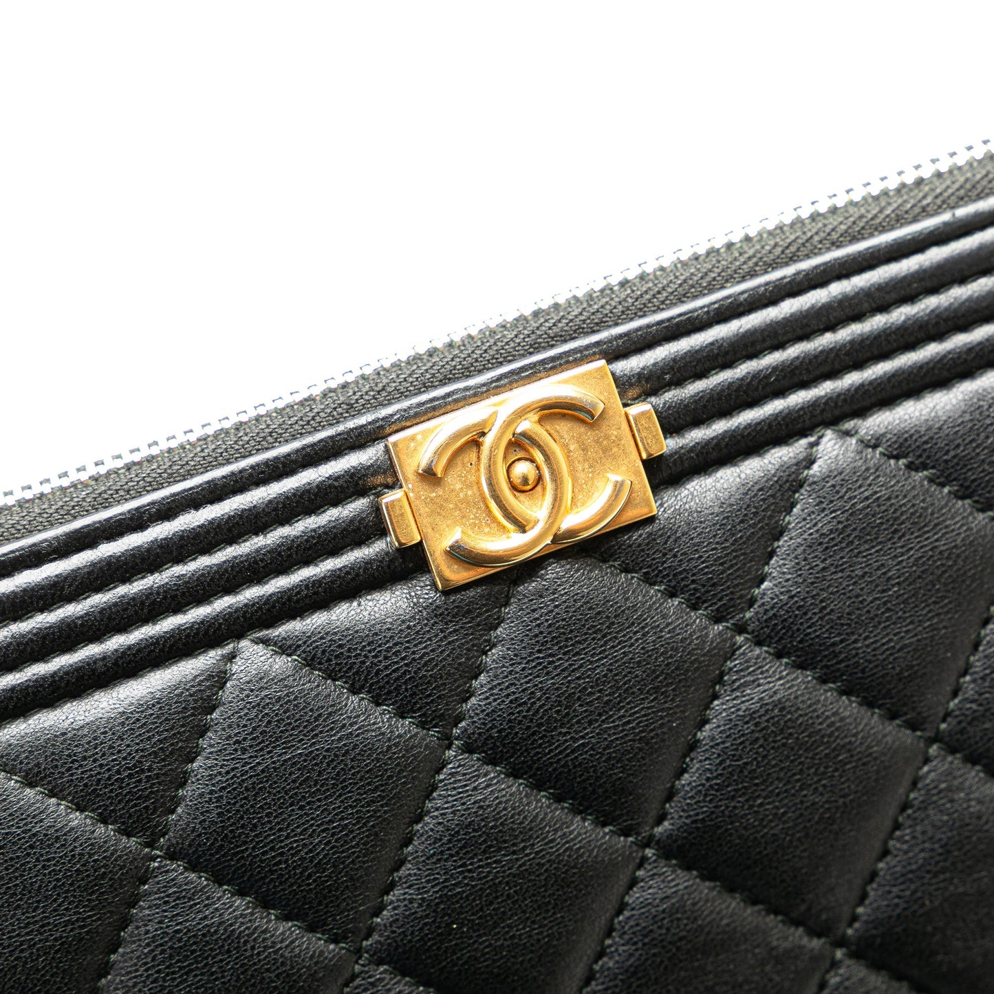 Chanel Medium Quilted Caviar Boy O Case Clutch Black