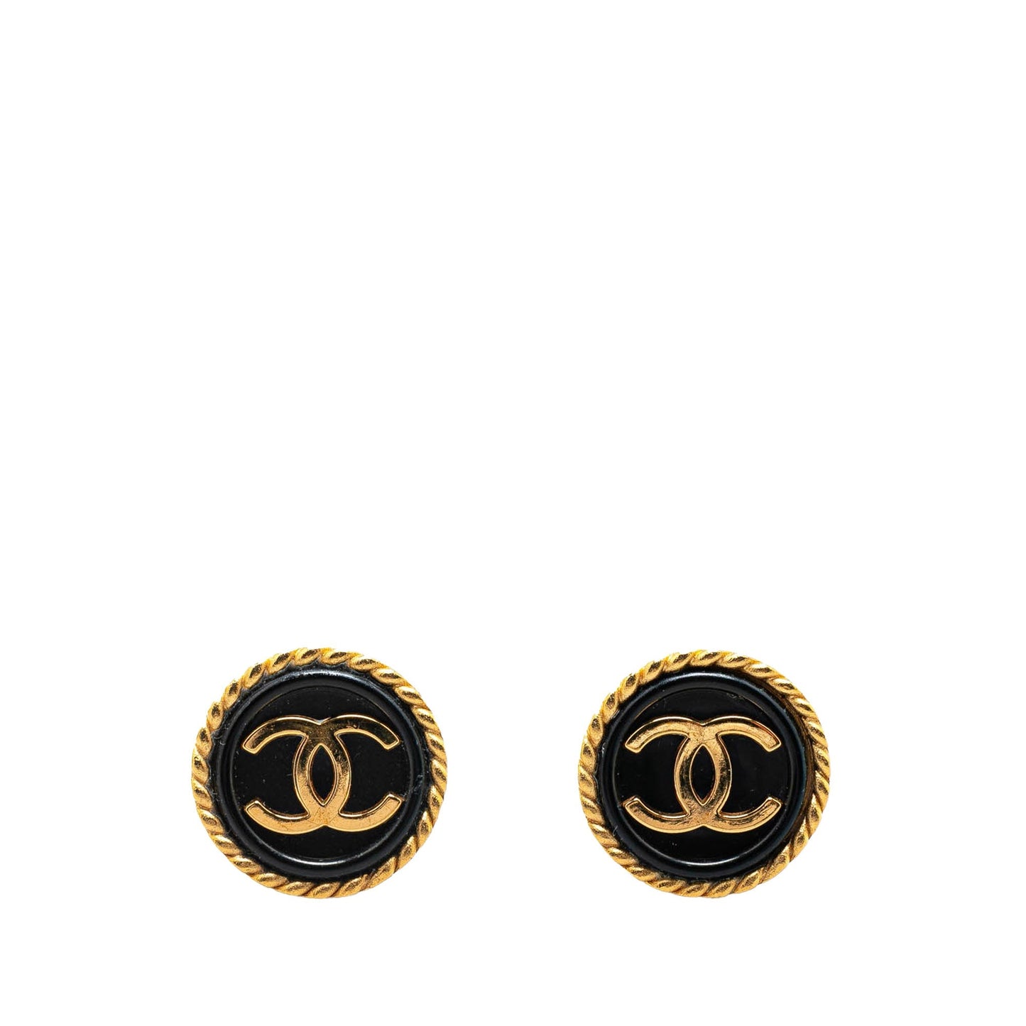 Chanel Gold Plated CC Button Clip On Earrings Gold