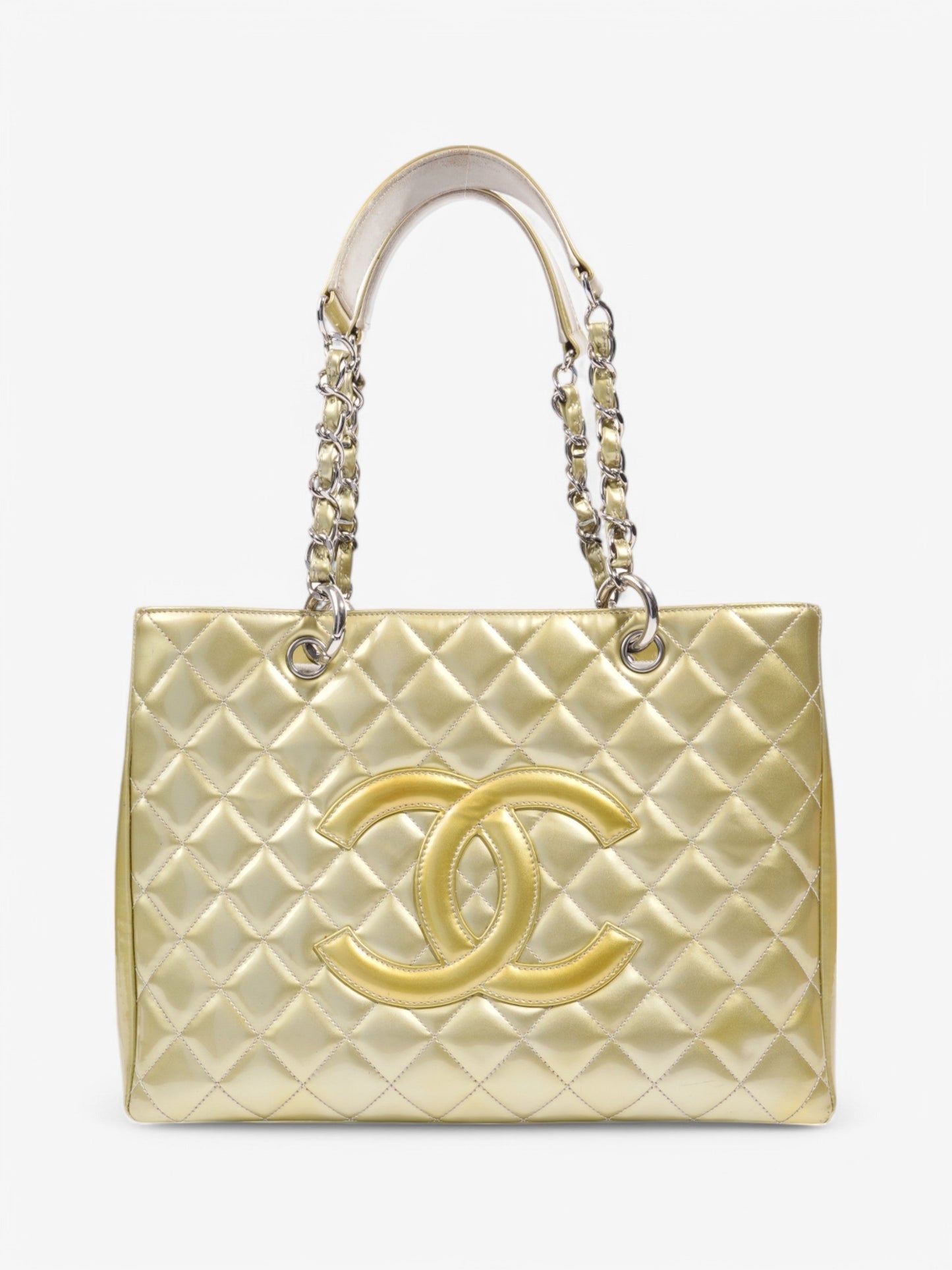 Chanel Grand Shopping Tote Light Gold Patent Leather