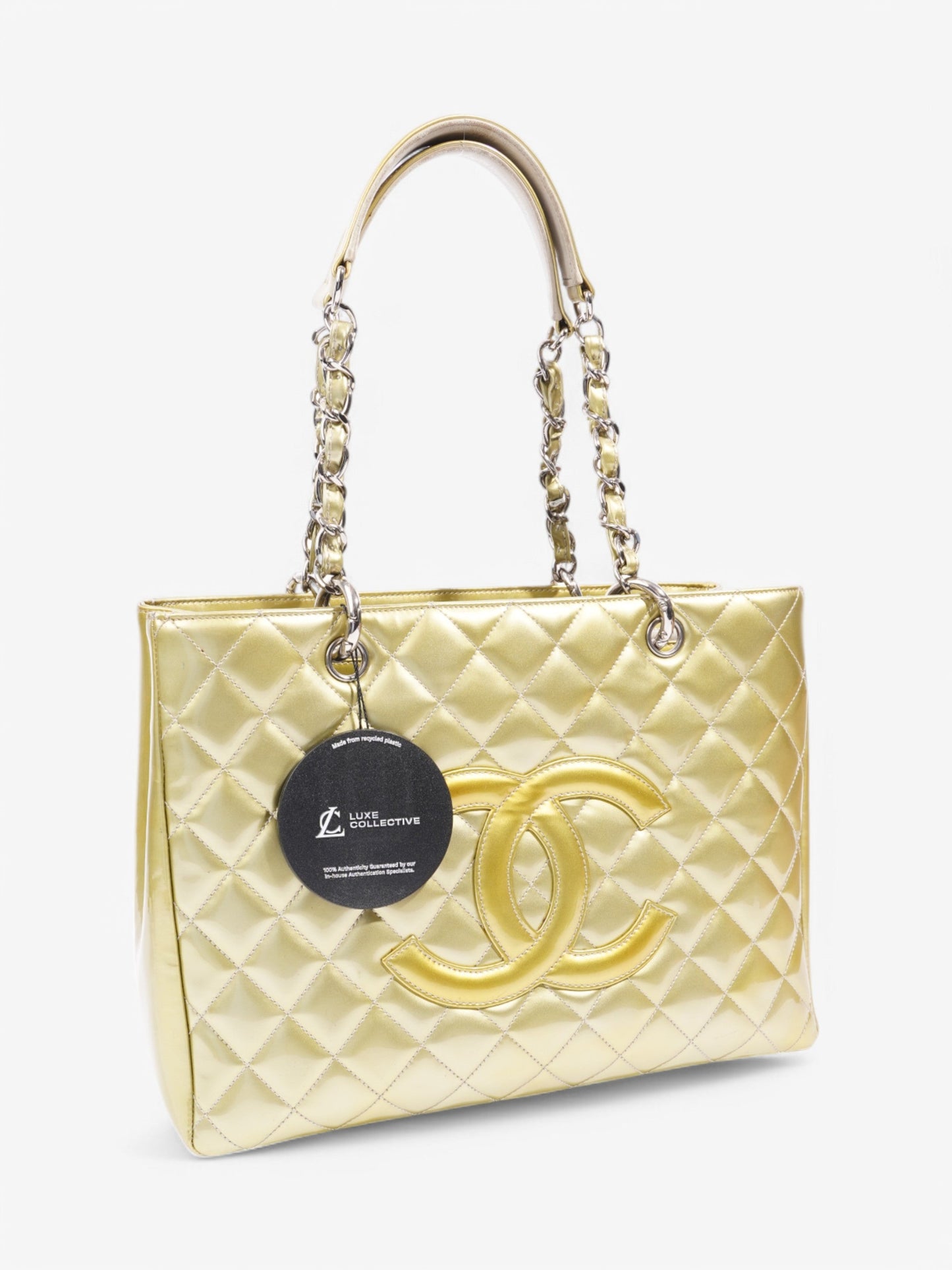 Chanel Grand Shopping Tote Light Gold Patent Leather