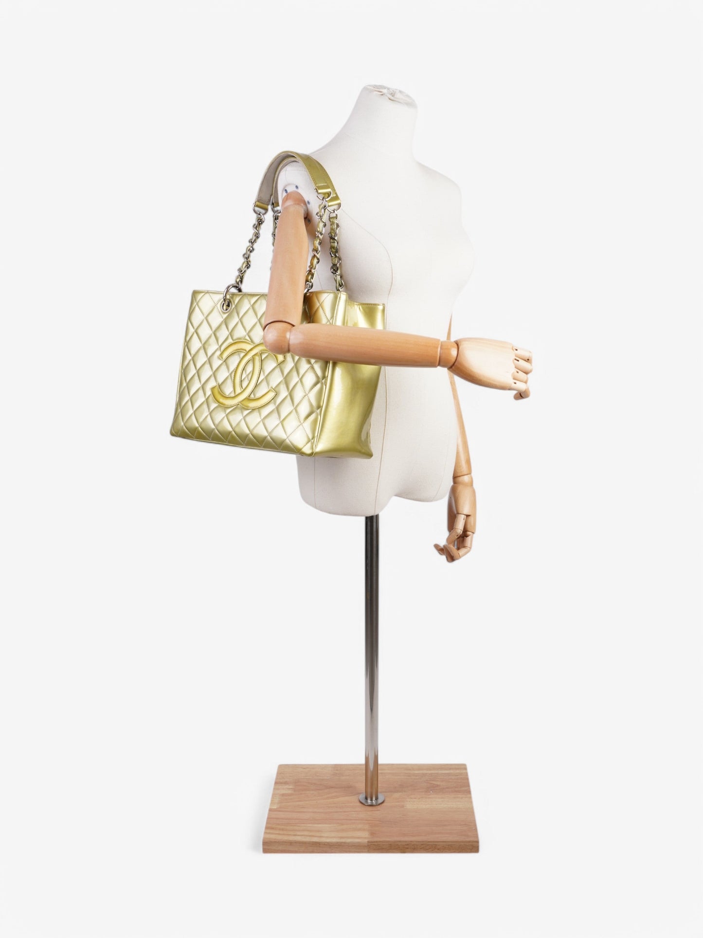 Chanel Grand Shopping Tote Light Gold Patent Leather