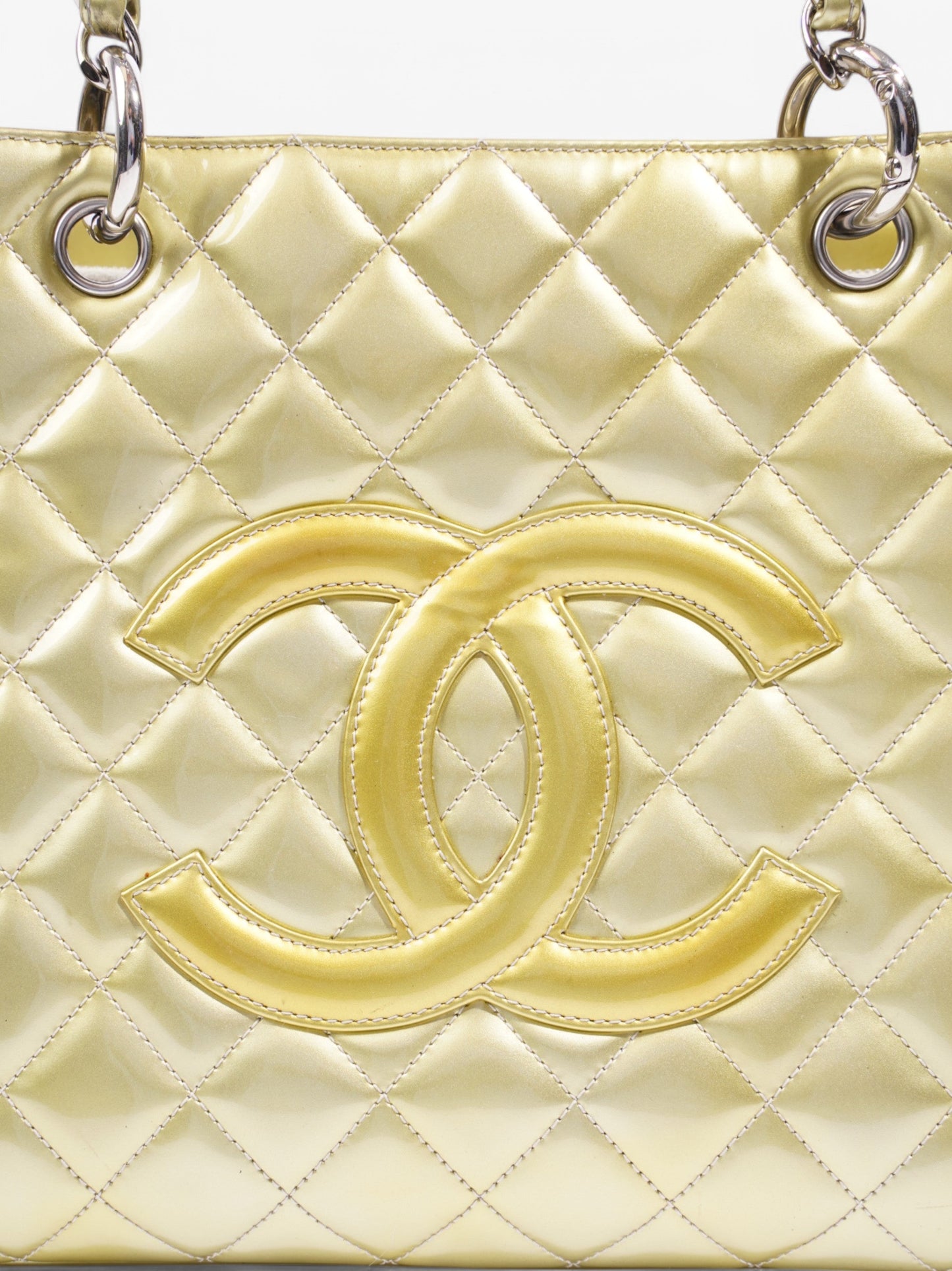 Chanel Grand Shopping Tote Light Gold Patent Leather