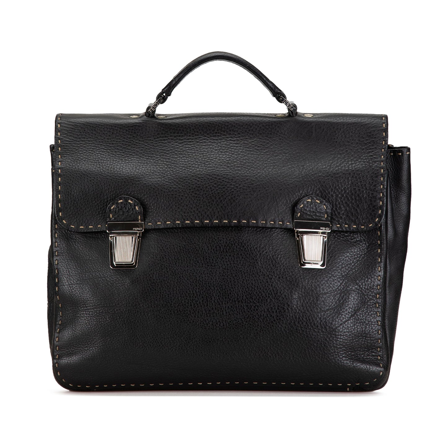 Fendi Leather Selleria Briefcase Black