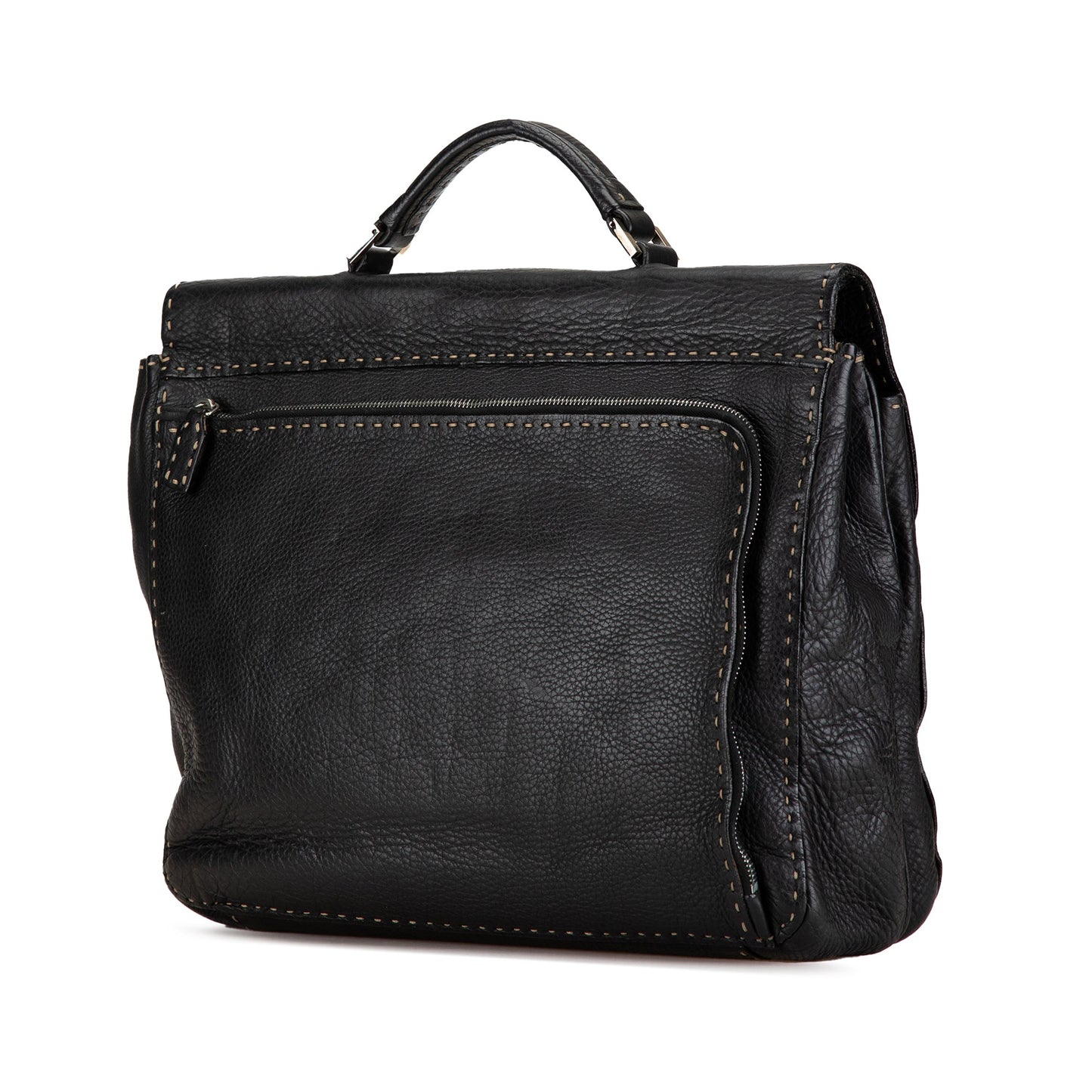 Fendi Leather Selleria Briefcase Black