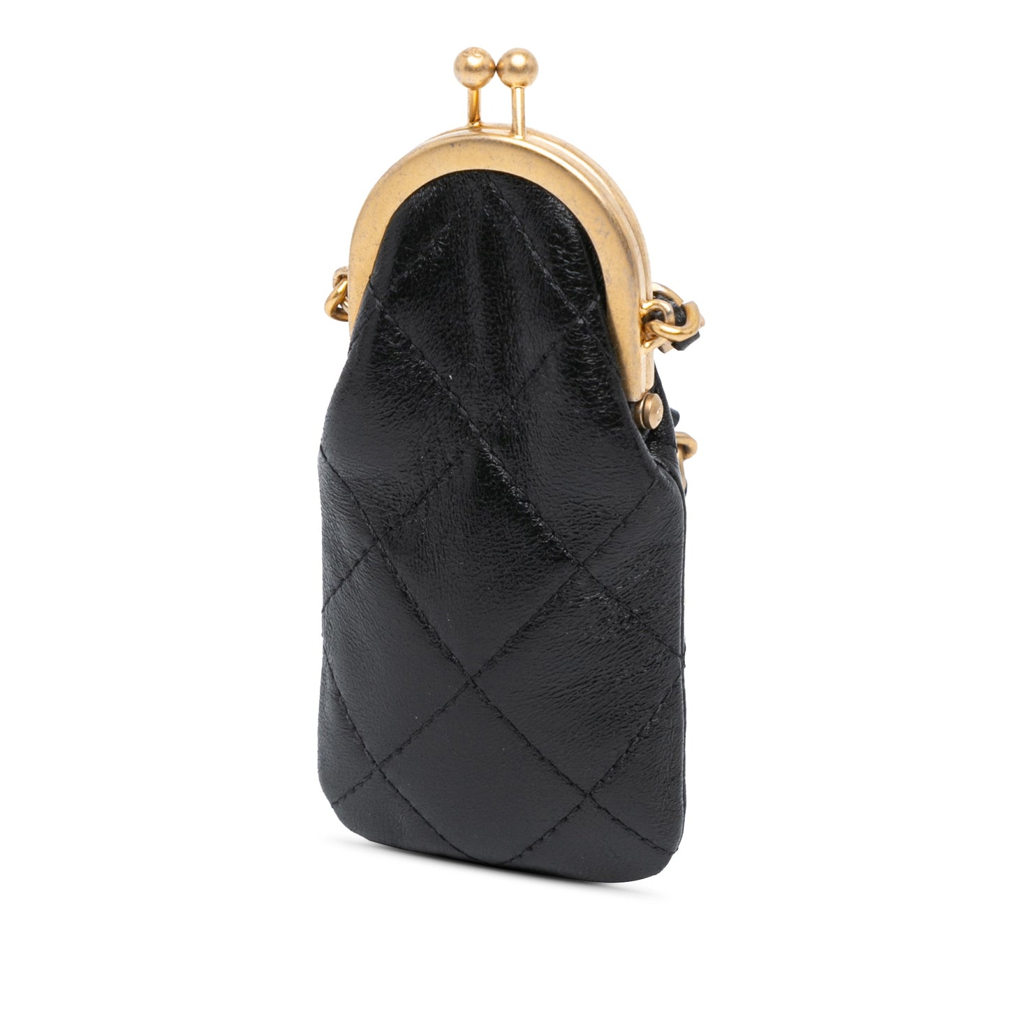 Chanel CC Quilted Lambskin Lipstick Case on Chain Black