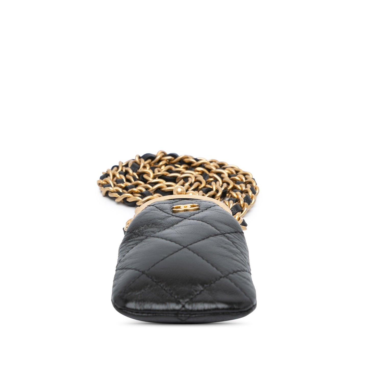 Chanel CC Quilted Lambskin Lipstick Case on Chain Black