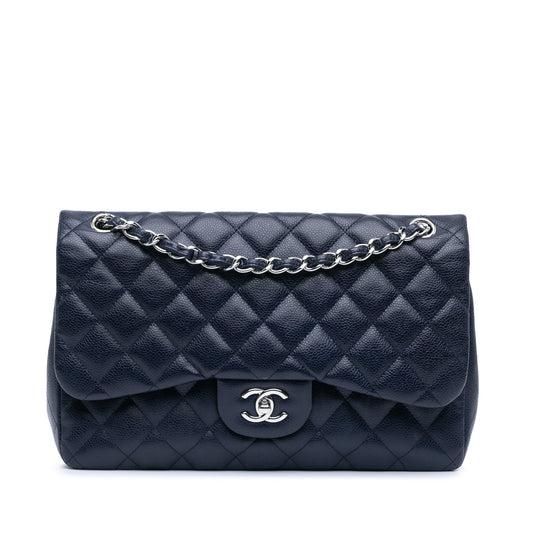 Chanel Jumbo Classic Caviar Double Flap Blue