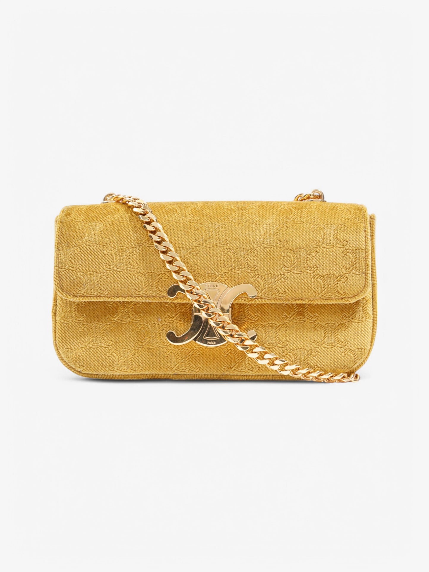 Celine Claude Velvet Shoulder Bag Gold Velvet