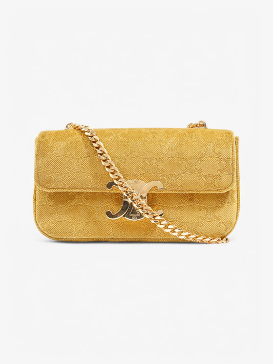 Celine Claude Velvet Shoulder Bag Gold Velvet