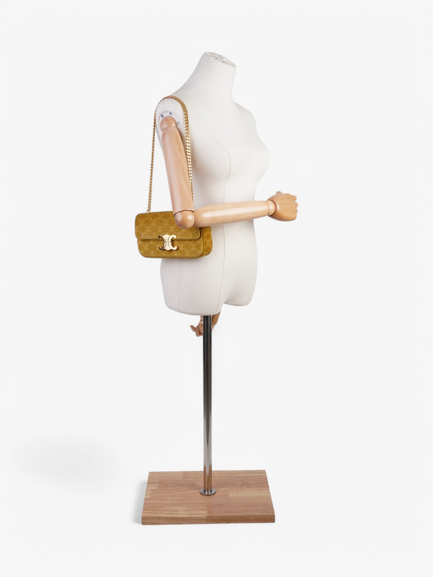 Celine Claude Velvet Shoulder Bag Gold Velvet