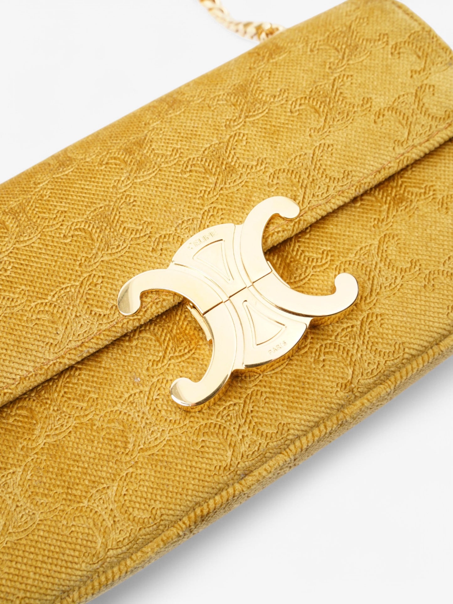 Celine Claude Velvet Shoulder Bag Gold Velvet