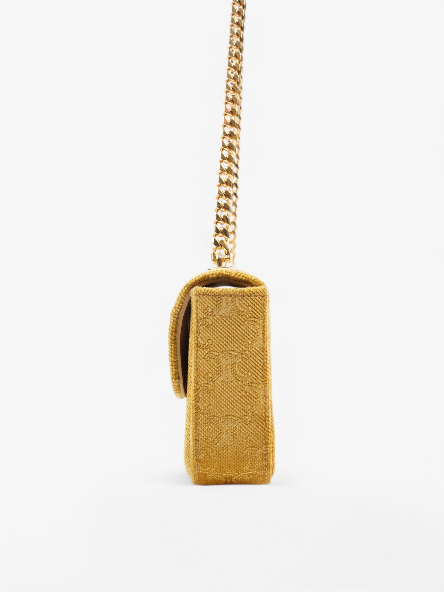 Celine Claude Velvet Shoulder Bag Gold Velvet