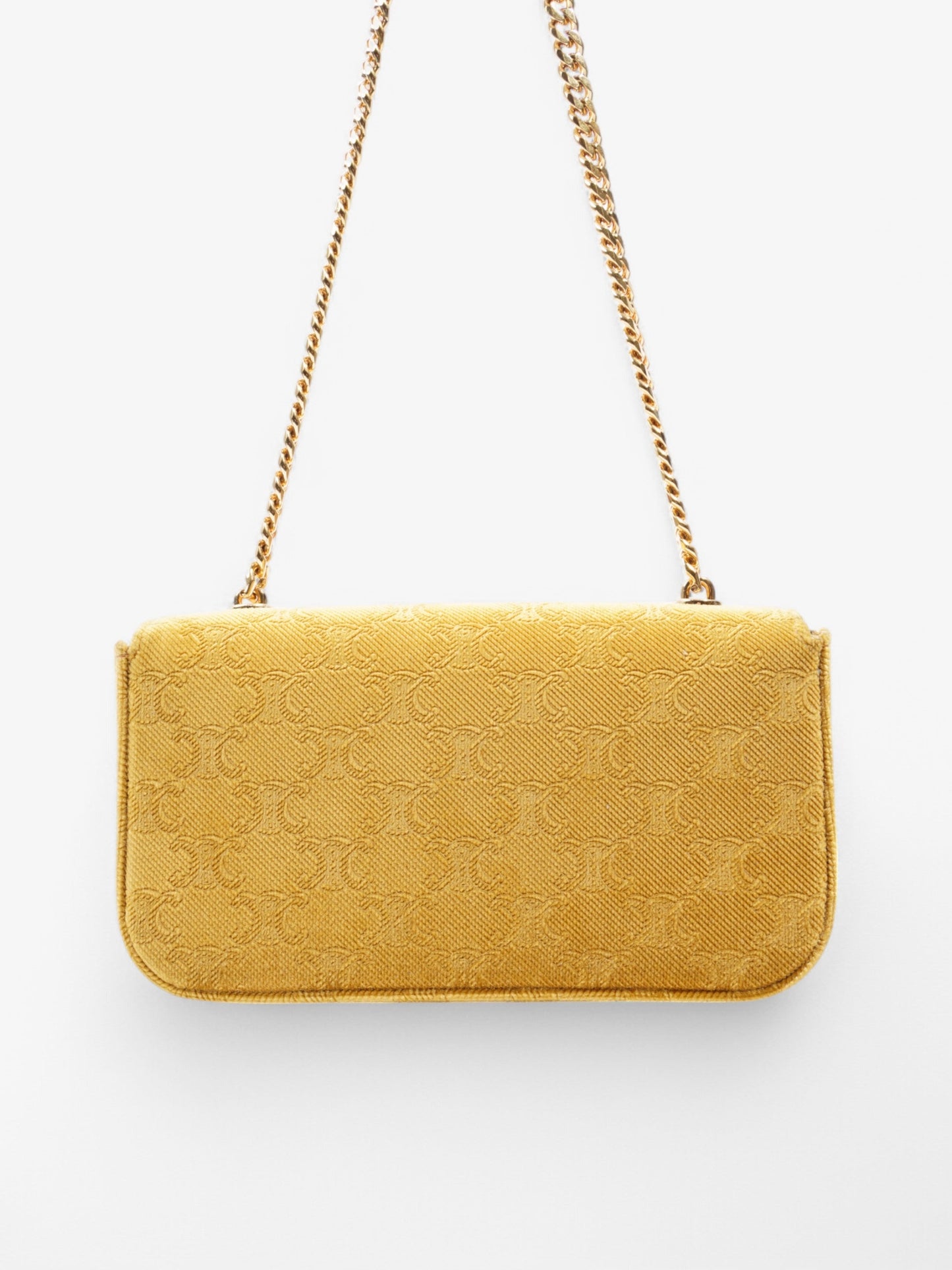 Celine Claude Velvet Shoulder Bag Gold Velvet
