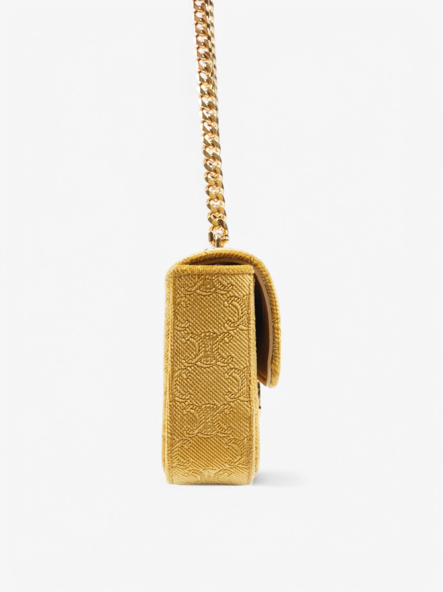 Celine Claude Velvet Shoulder Bag Gold Velvet