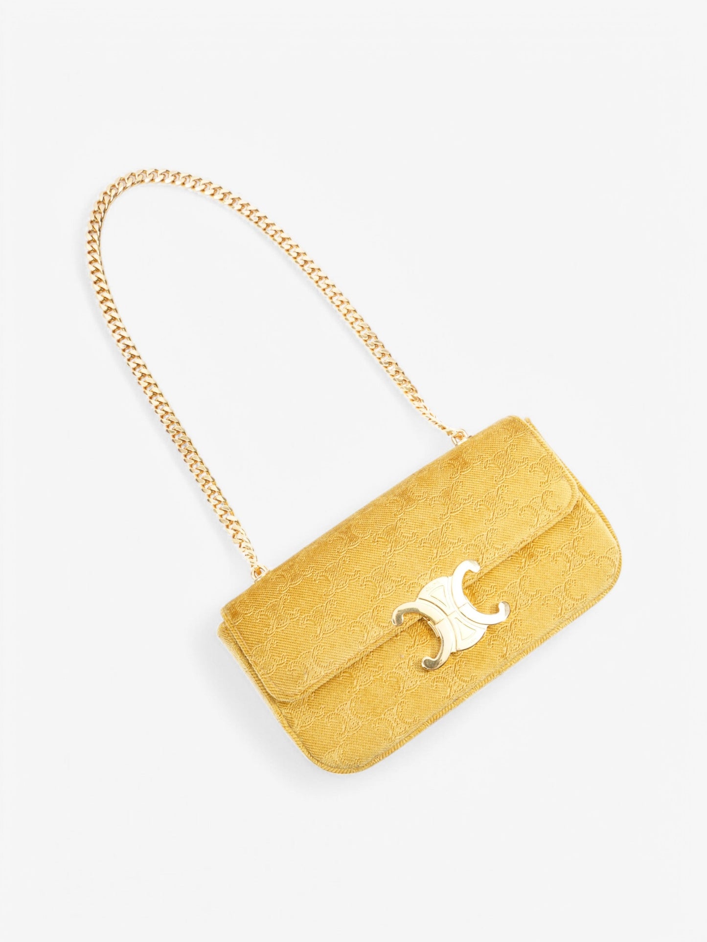 Celine Claude Velvet Shoulder Bag Gold Velvet