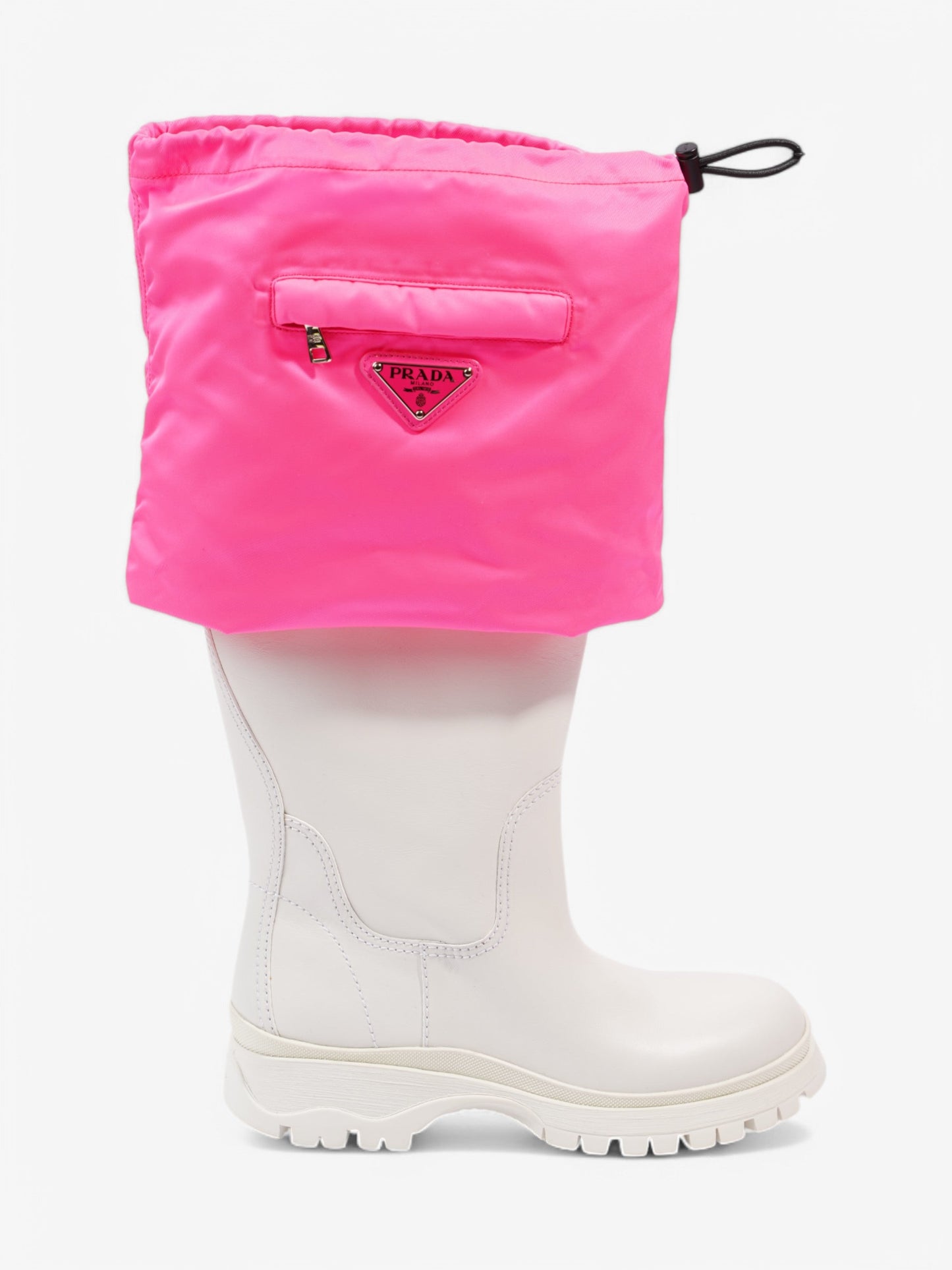 Prada Rain Boots White  / Pink Leather EU 39 UK 6