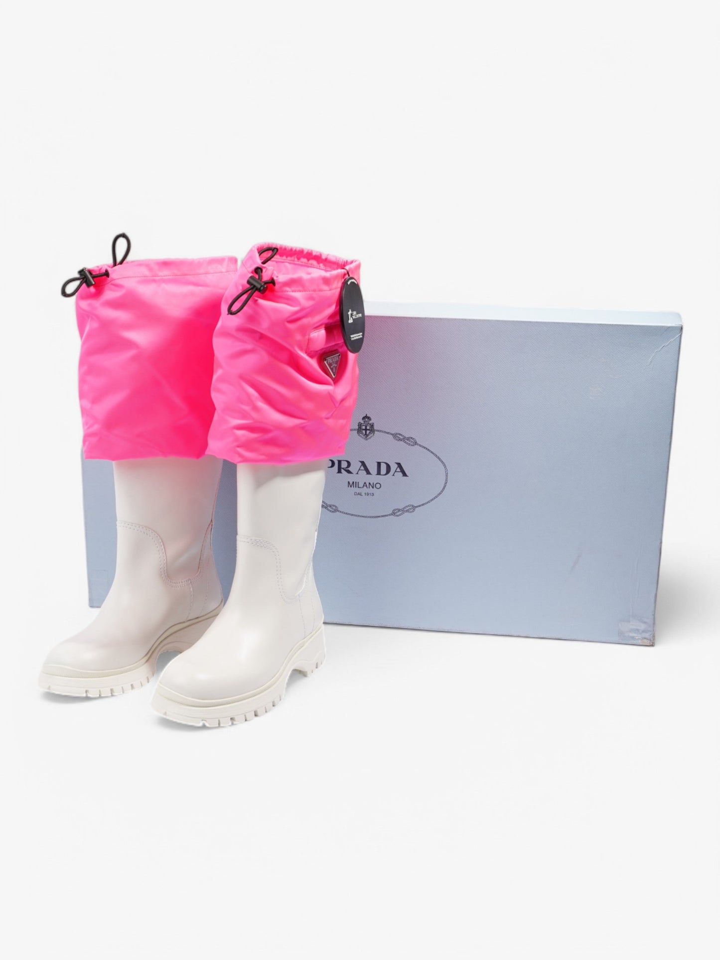 Prada Rain Boots White  / Pink Leather EU 39 UK 6