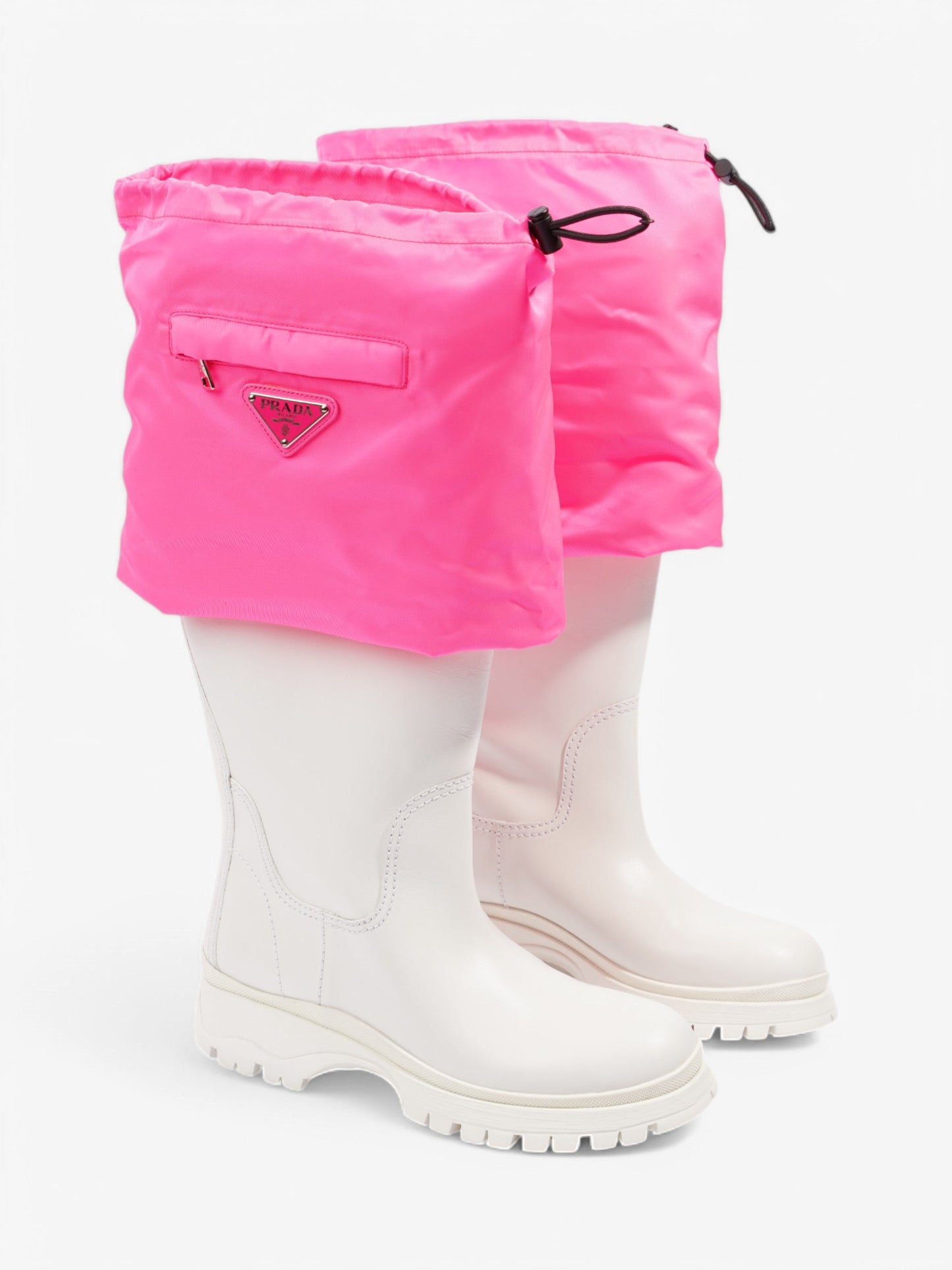 Prada Rain Boots White  / Pink Leather EU 39 UK 6