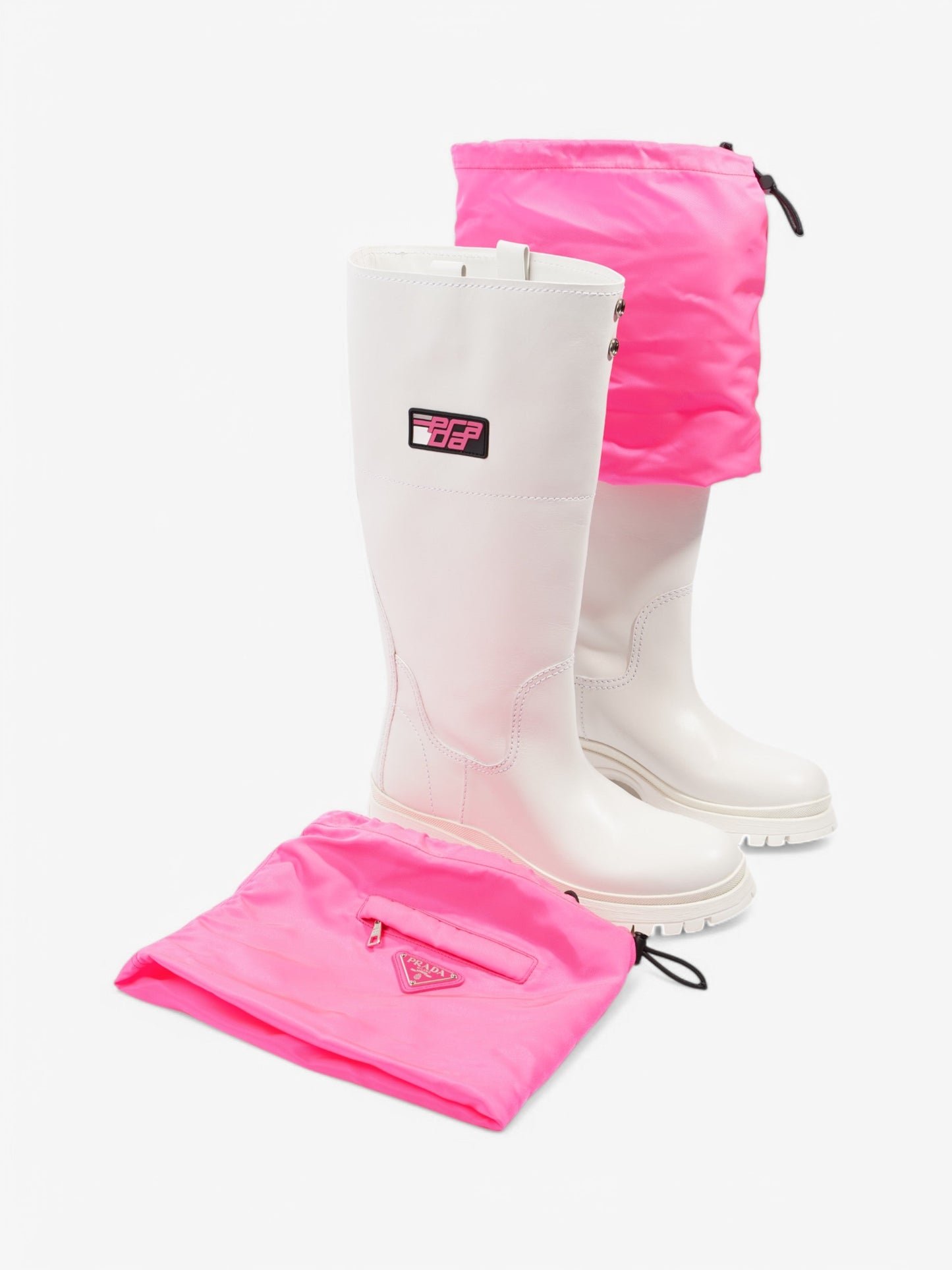 Prada Rain Boots White  / Pink Leather EU 39 UK 6