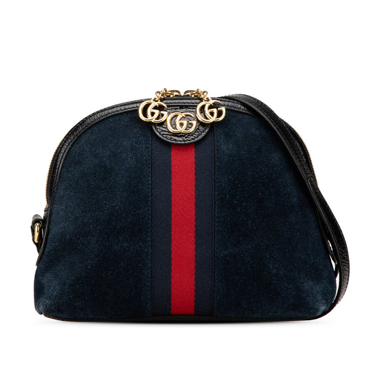 Gucci Small Ophidia Suede Dome Crossbody Blue