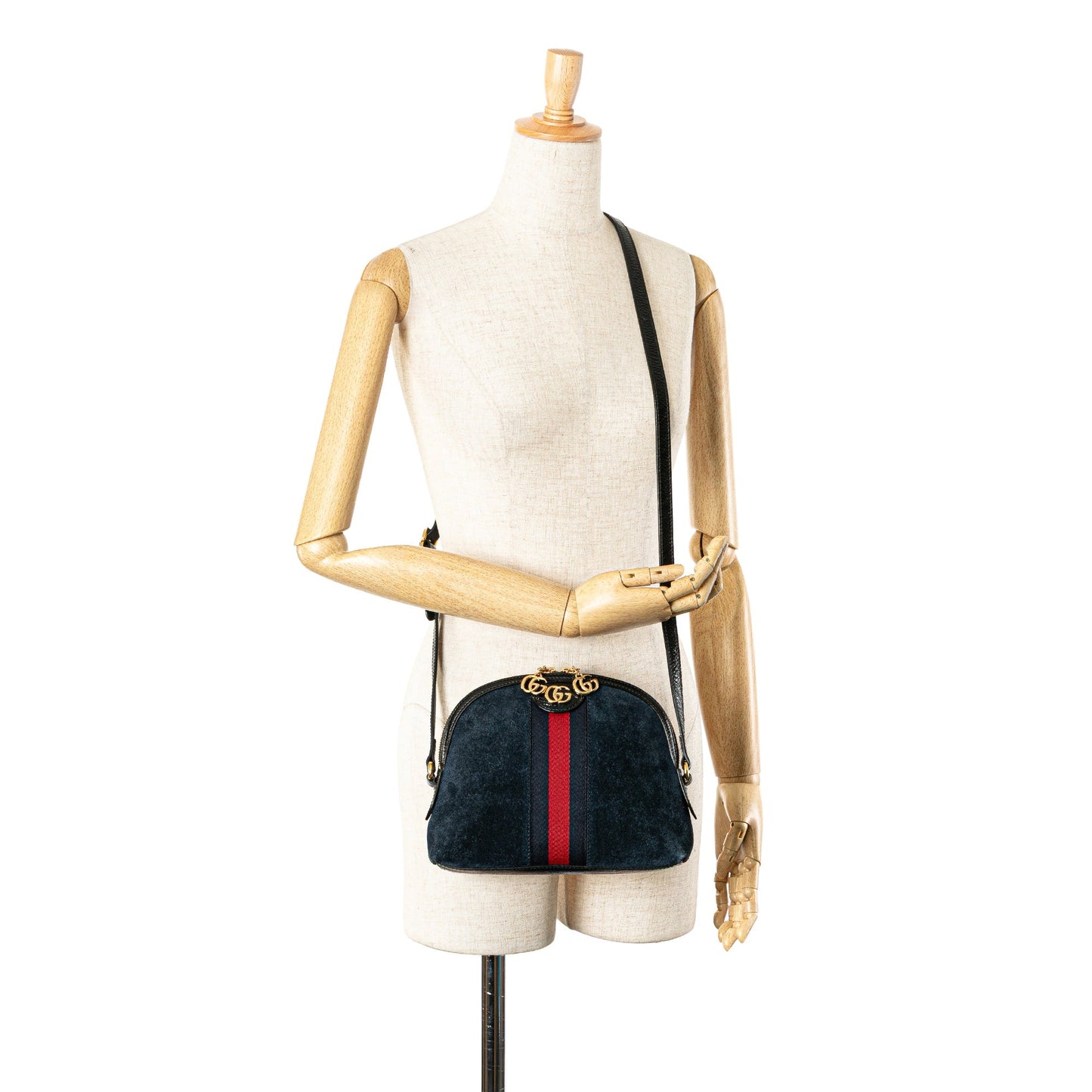 Gucci Small Ophidia Suede Dome Crossbody Blue