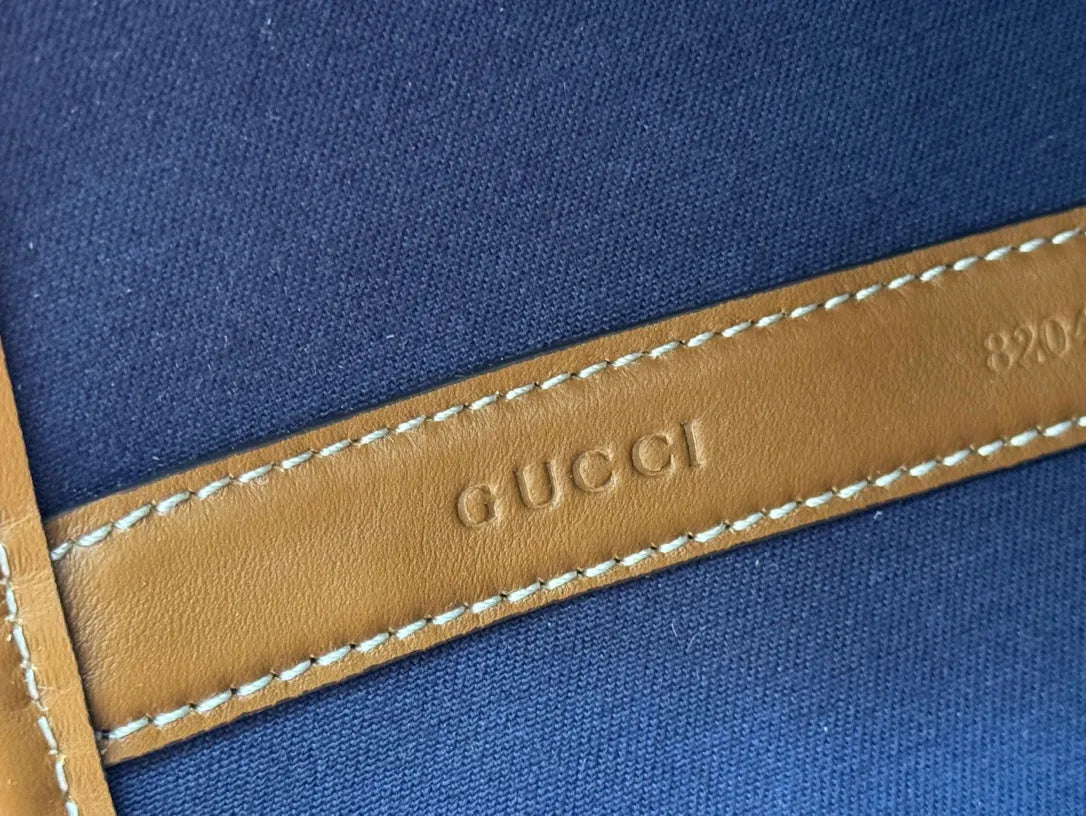 Gucci Totissima 30.5Cm Tote Bag Blue Mix Brown Denim Leather 248433