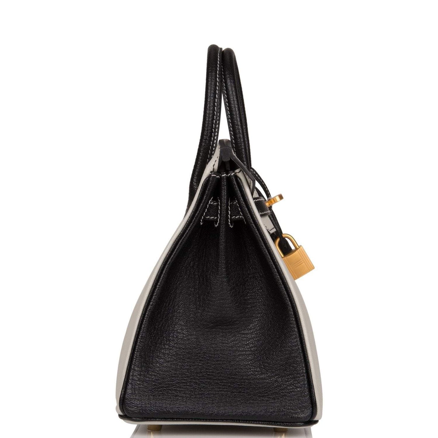 Birkin 25 Gris Perle and Black ChÃ¨vre Brushed Gold Hardware