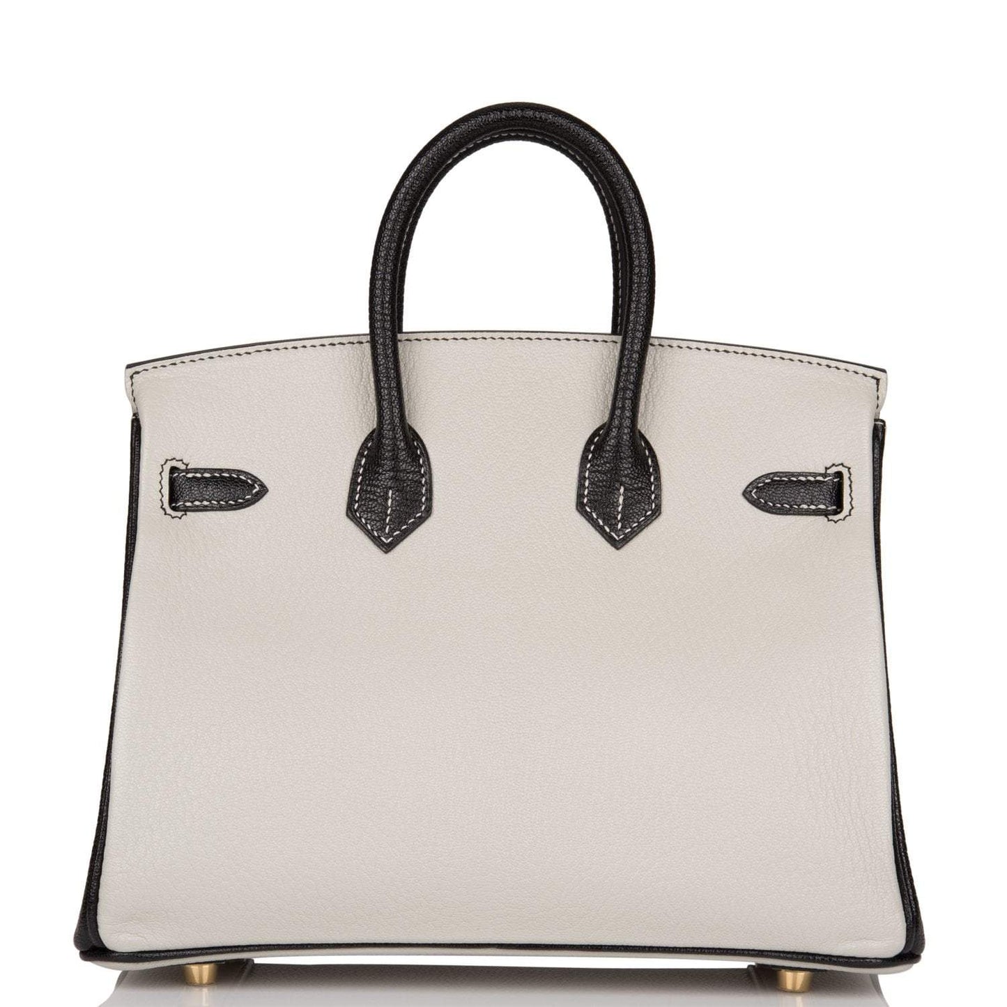 Birkin 25 Gris Perle and Black ChÃ¨vre Brushed Gold Hardware