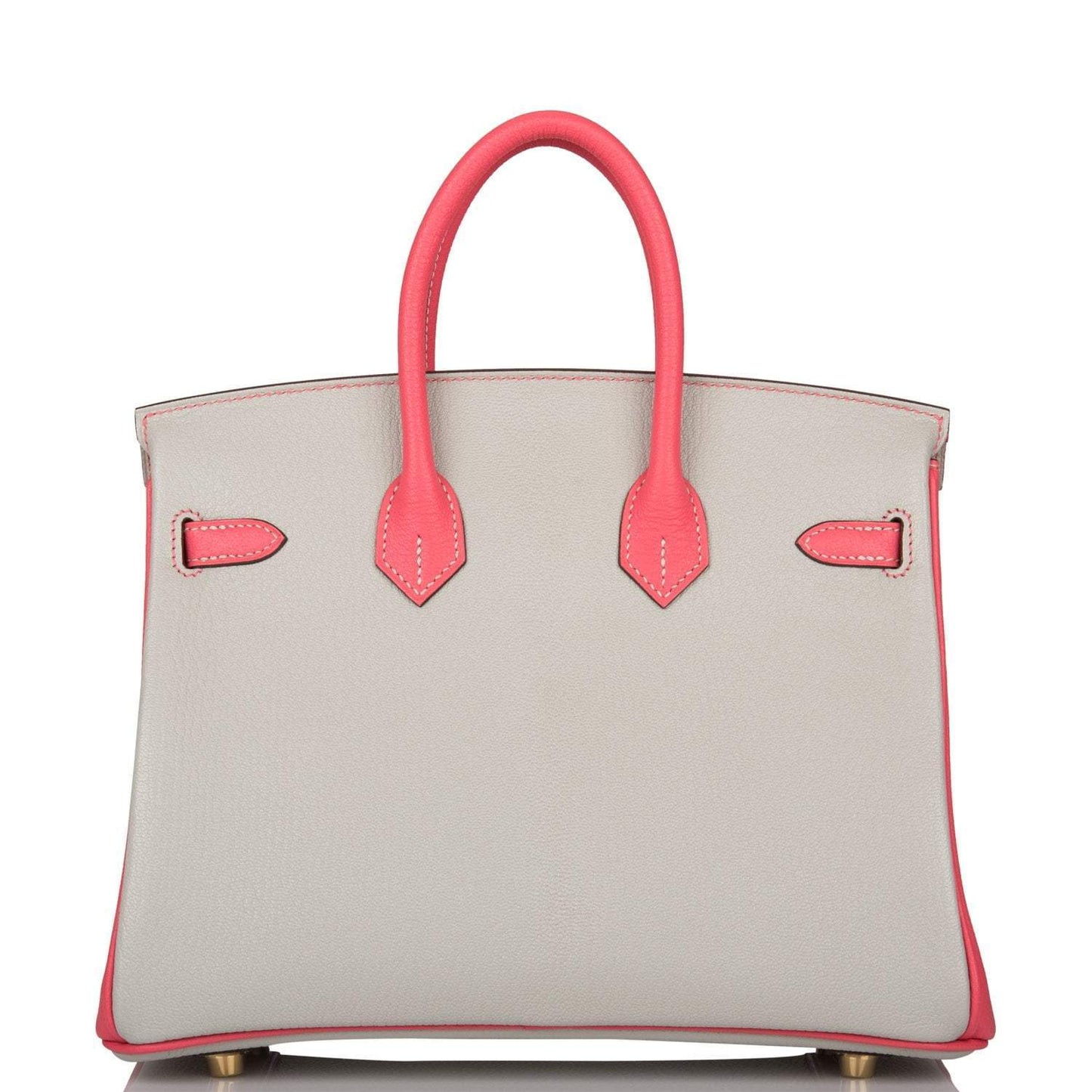 Hermes Birkin 25 Gris Perle Rose Azalee ChÃ¨vre with Brushed Gold Hardware