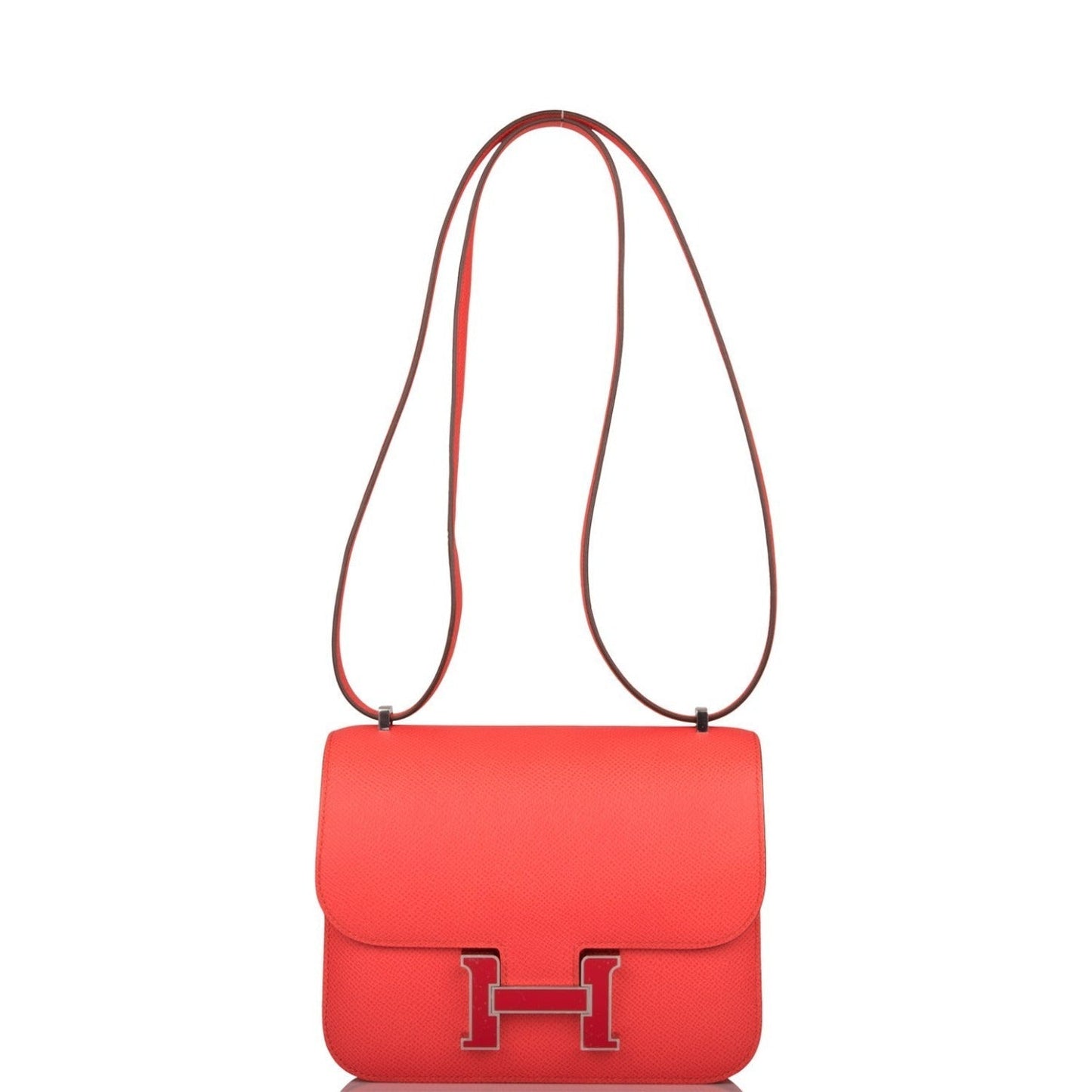 Hermes Rose Enamel Mini Constance 18cm Texas Epsom and Rouge de Coeur Palladium Hardware