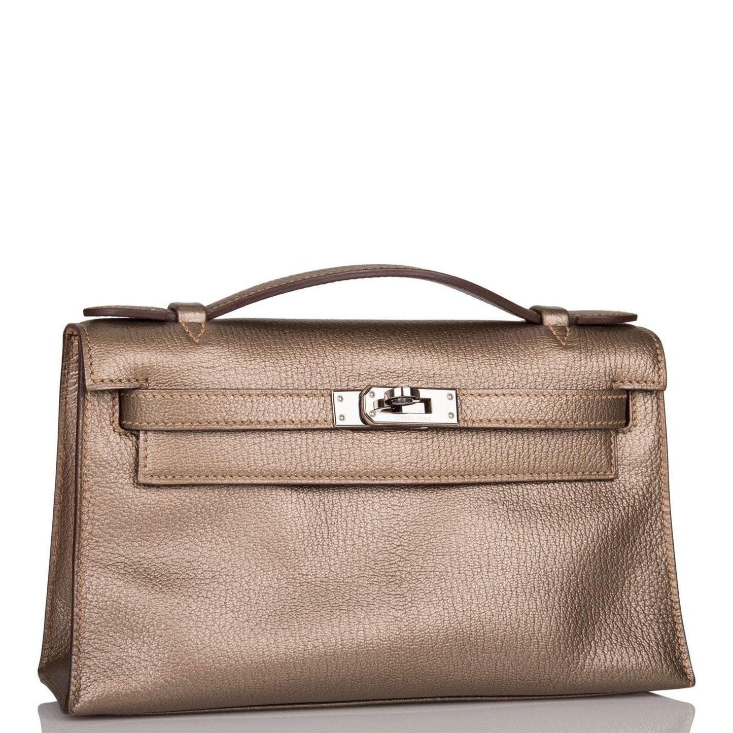 Vintage Hermes Kelly Pochette Bronze ChÃ¨vre Ruthenium Hardware