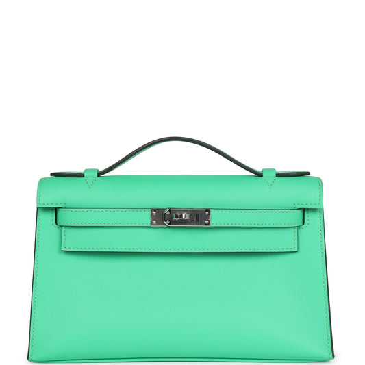 Hermes Kelly Pochette Vert Comics Swift Palladium Hardware