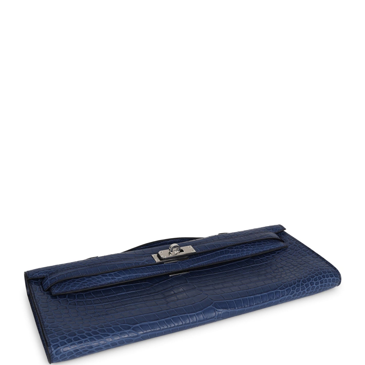 Hermes Kelly Cut Bleu De Malte Matte Porosus Crocodile Palladium Hardware