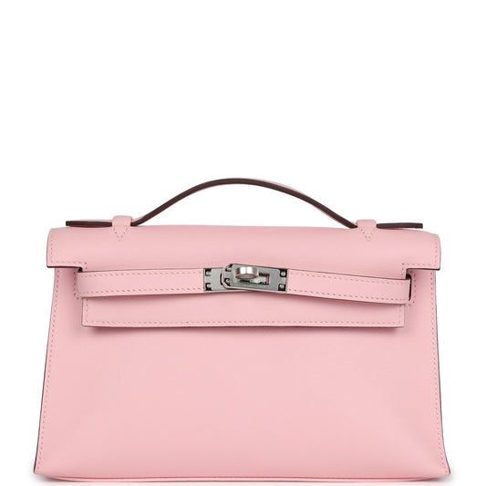 Hermes Kelly Pochette Rose Sakura Swift Palladium Hardware