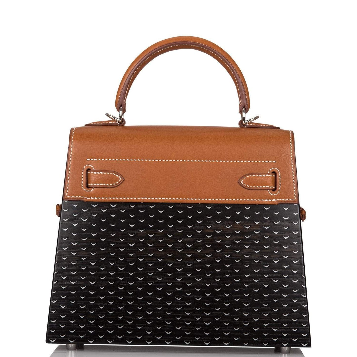 Hermes Fauve Barenia and Natural Wood Kelly Wood 22cm Palladium Hardware