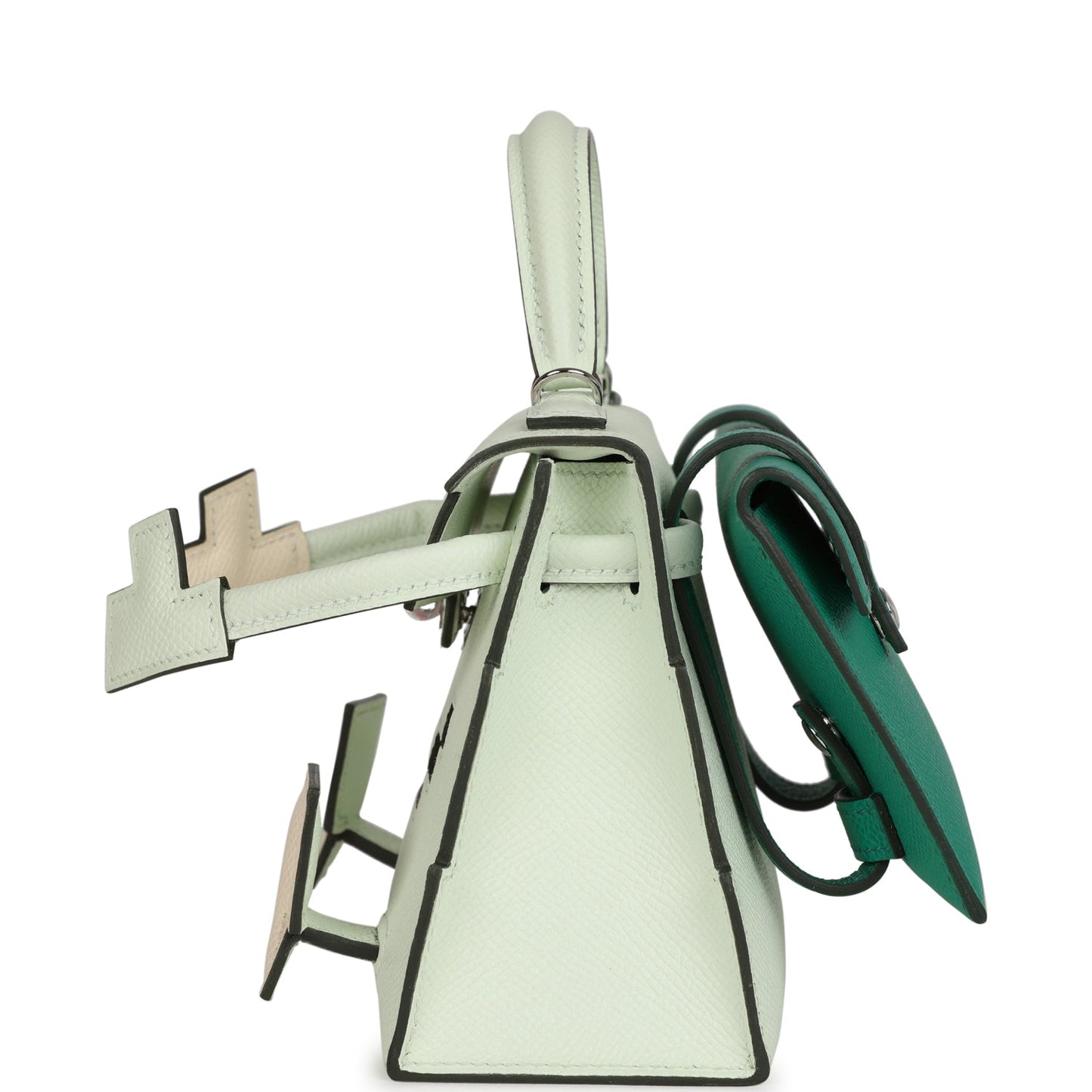 Hermes 'Quelle Idolle' Picto Kelly Doll Vert Fizz Epsom Palladium Hardware