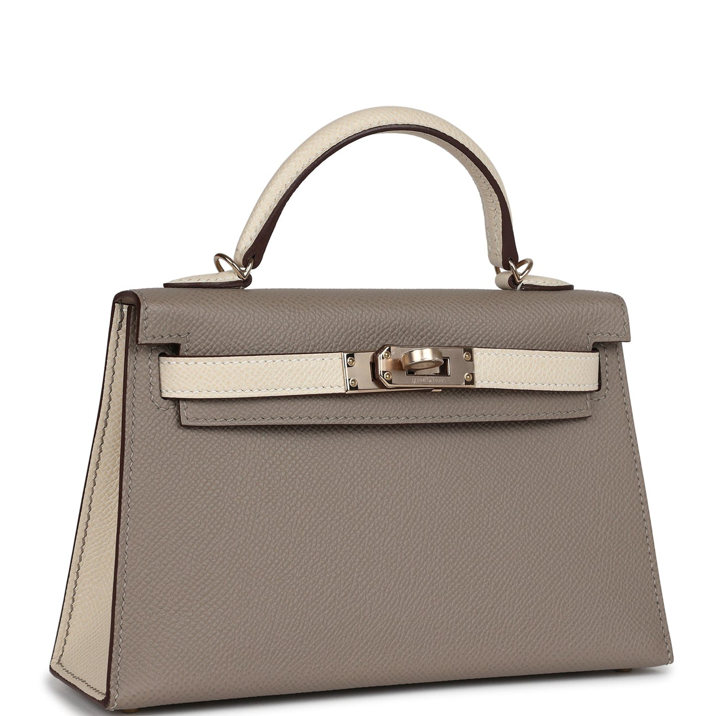 Hermes Kelly Sellier 20 Craie and Gris Asphalte Epsom Permabrass Hardware