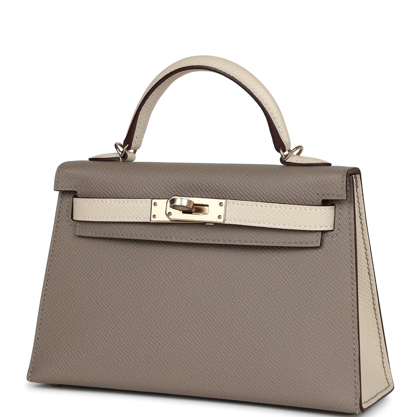 Hermes Kelly Sellier 20 Craie and Gris Asphalte Epsom Permabrass Hardware