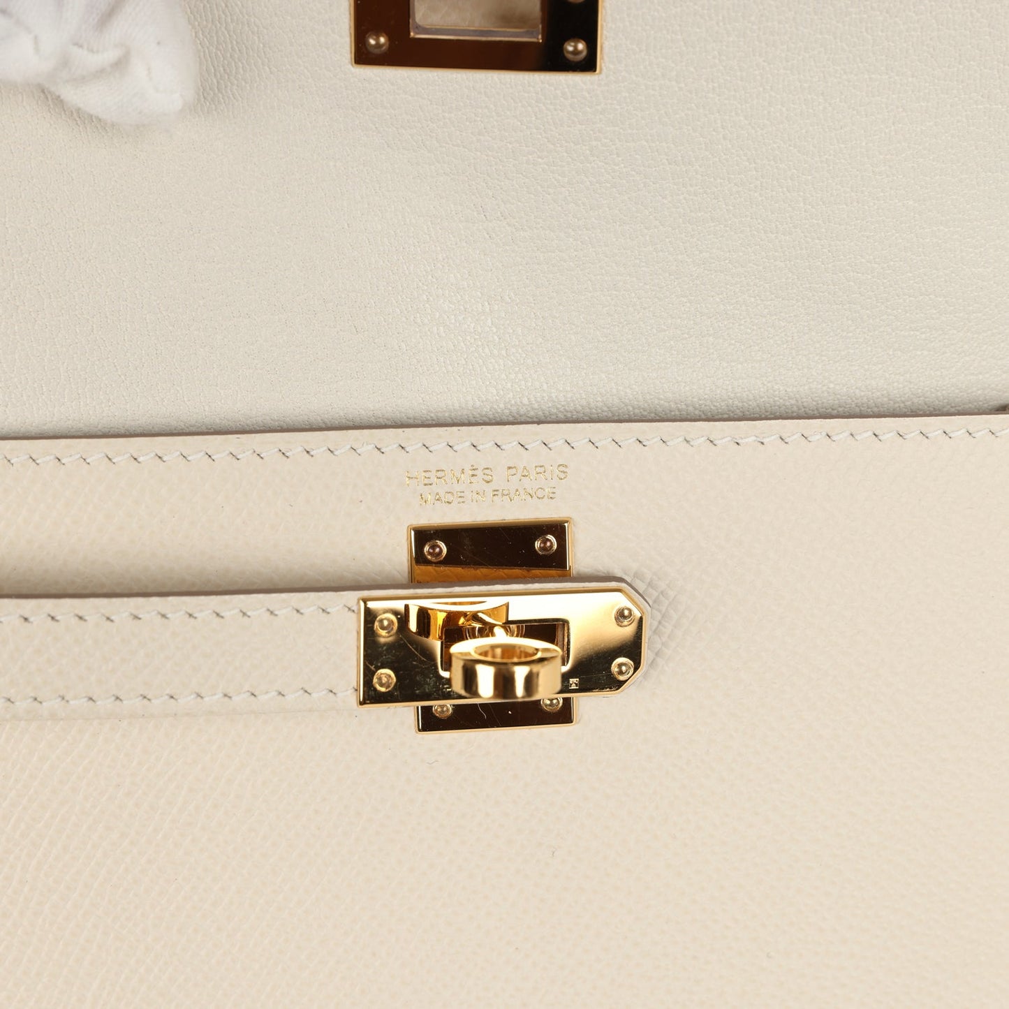 Hermes Kelly Sellier en Desordre 20 Craie Epsom Gold Hardware