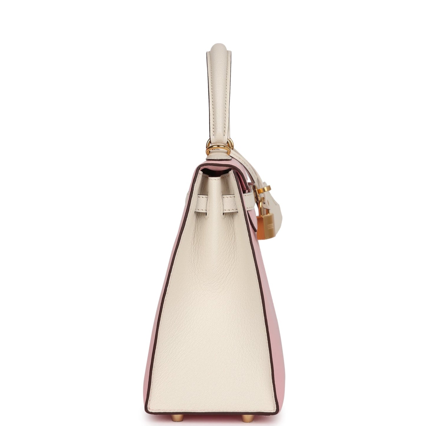 Hermes Kelly Sellier 25 Rose Sakura and Nata Chevre Gold Hardware