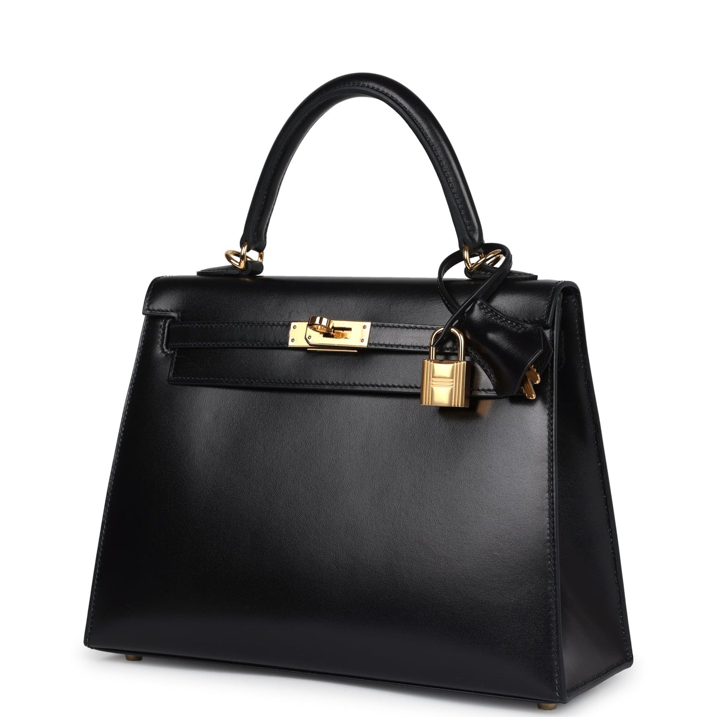 Hermes Kelly Sellier 25 Black Box Gold Hardware