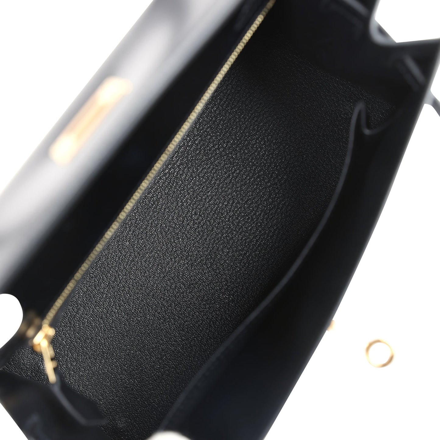 Hermes Kelly Sellier 25 Black Box Gold Hardware