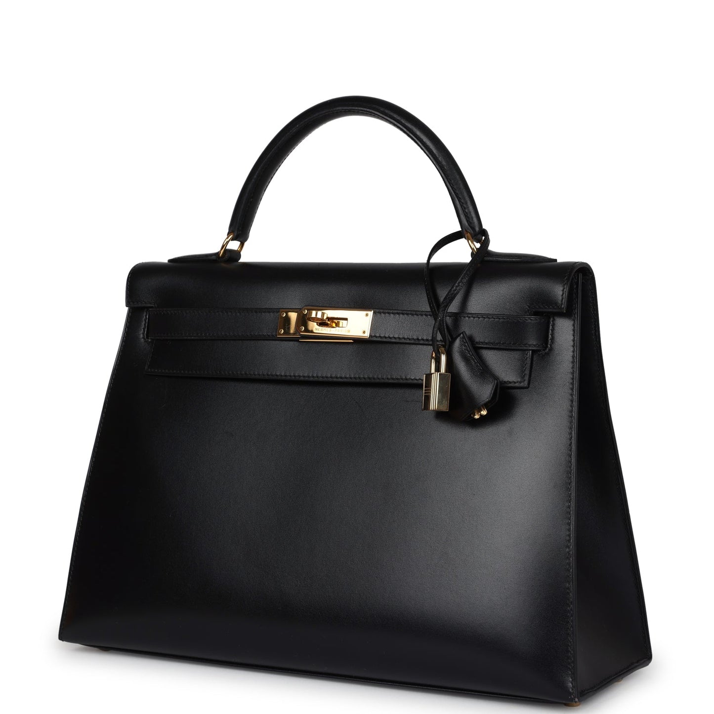 Hermes Kelly Sellier 32 Black Box Gold Hardware