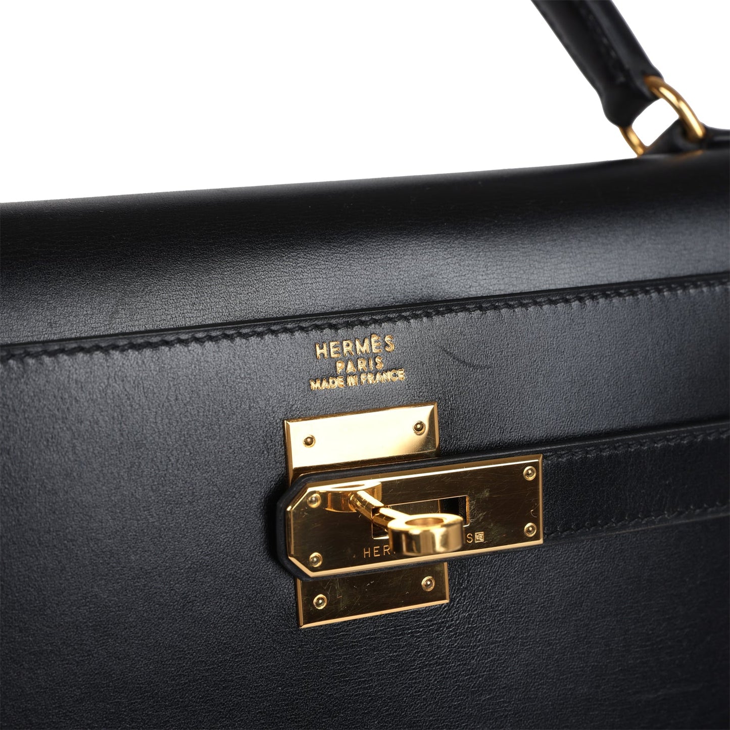 Hermes Kelly Sellier 32 Black Box Gold Hardware