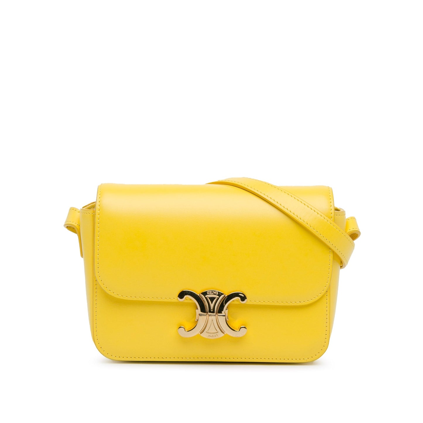 Celine Teen Shiny Calfskin Triomphe Crossbody Yellow