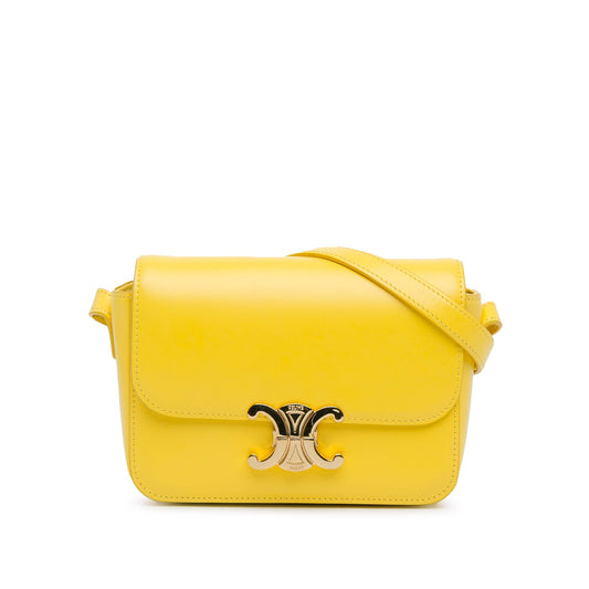 Celine Teen Shiny Calfskin Triomphe Crossbody Yellow