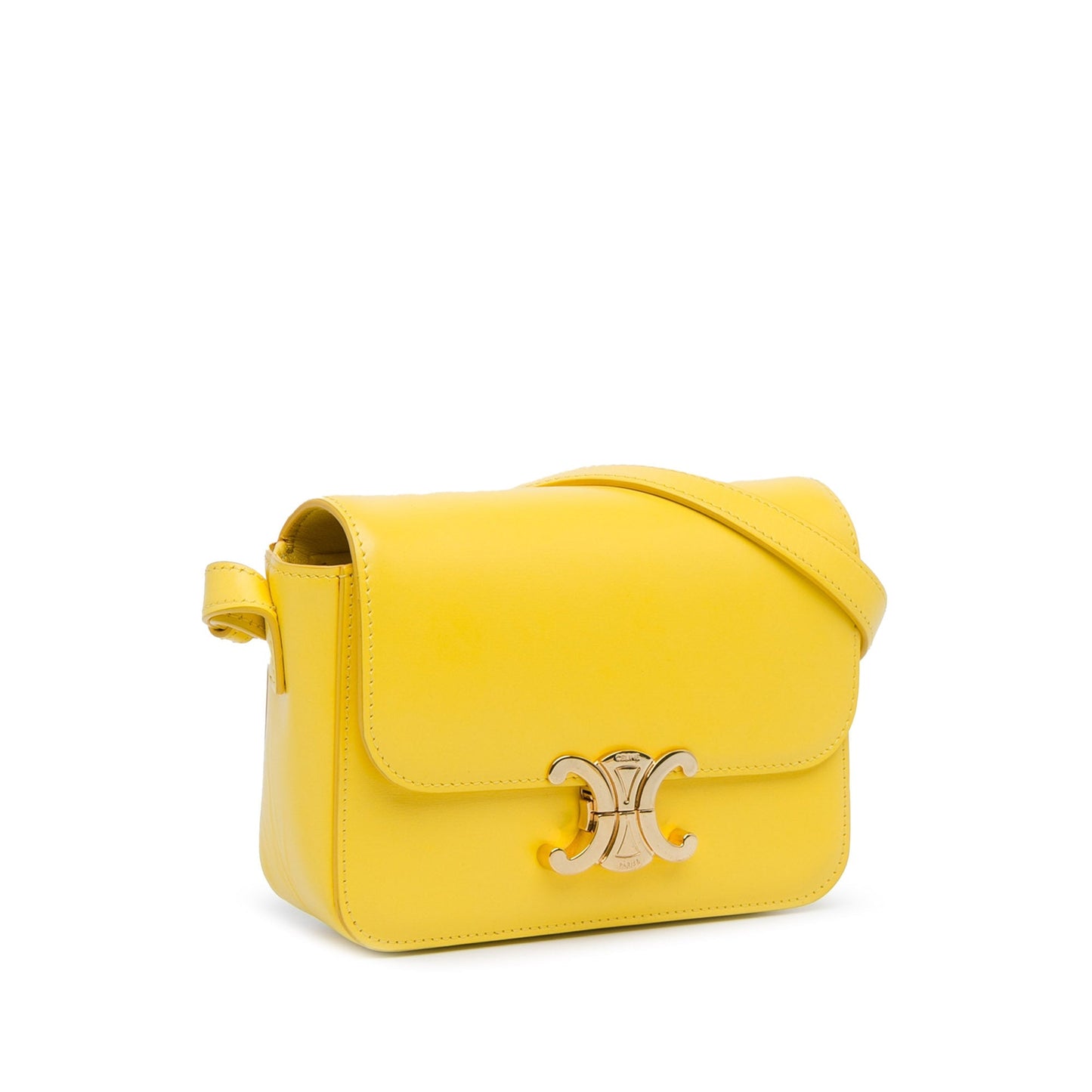 Celine Teen Shiny Calfskin Triomphe Crossbody Yellow