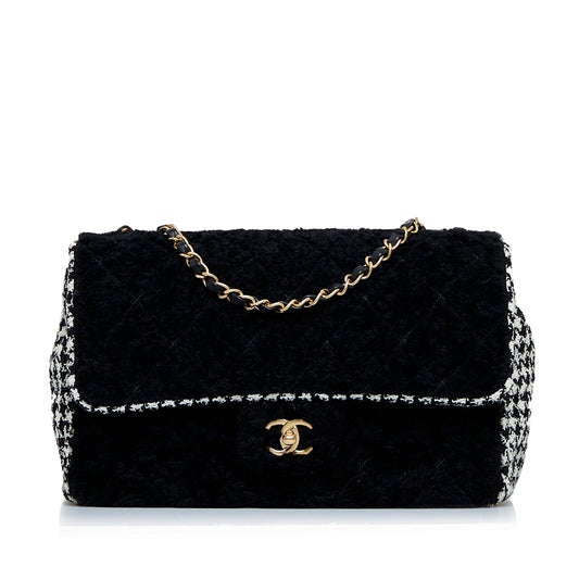 Chanel Shearling CC Turnlock Flap Bag Black