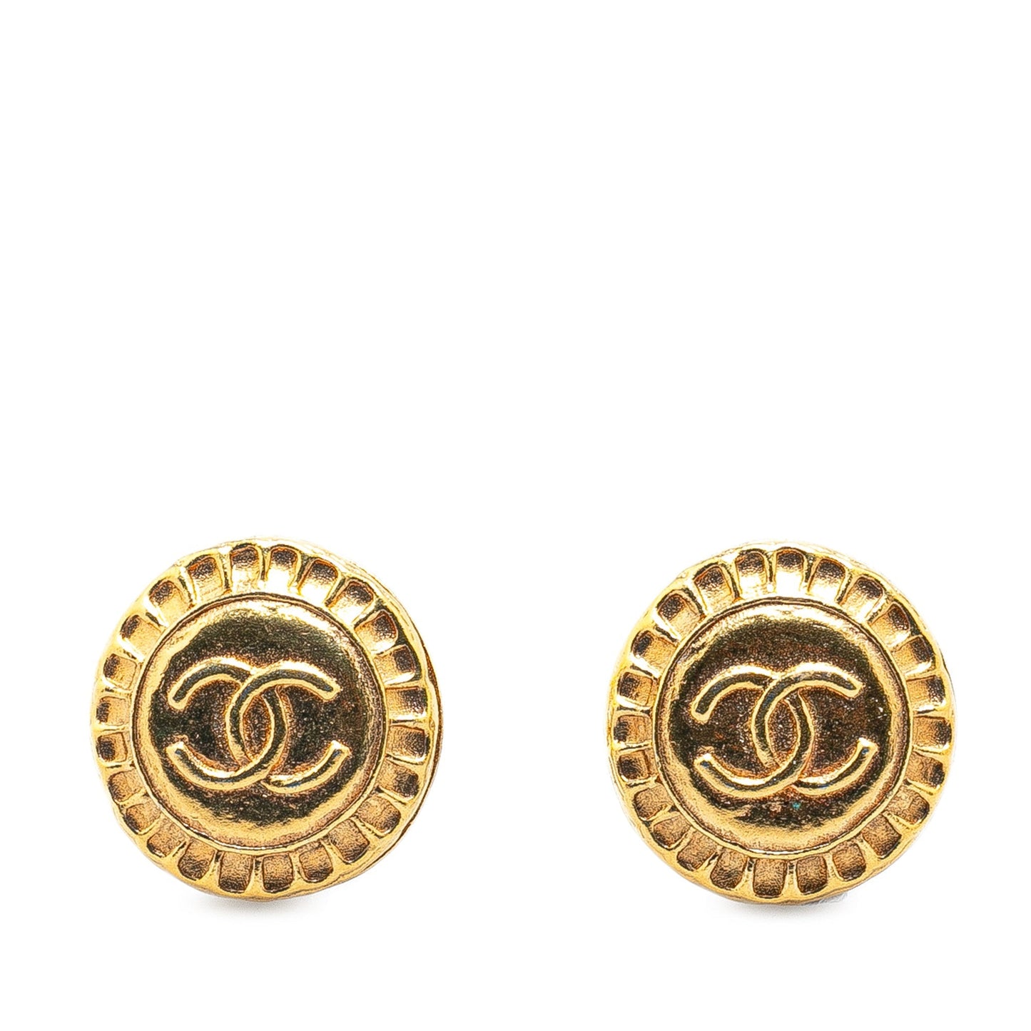 Chanel Gold Plated CC Clip On Earrings Gold