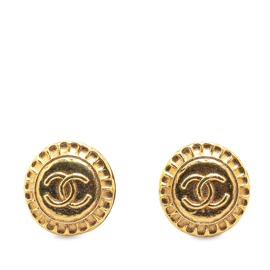 Chanel Gold Plated CC Clip On Earrings Gold